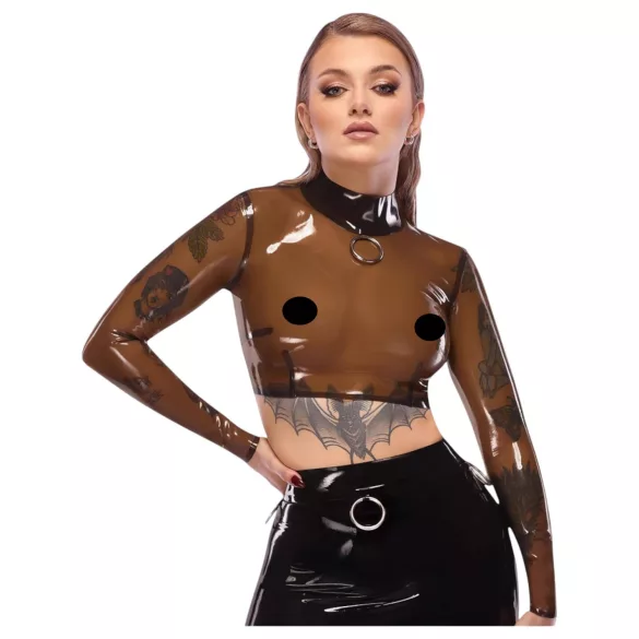 LATEX - lateksiniai permatomi marškinėliai - juoda