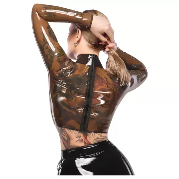 LATEX - lateksiniai permatomi marškinėliai - juoda