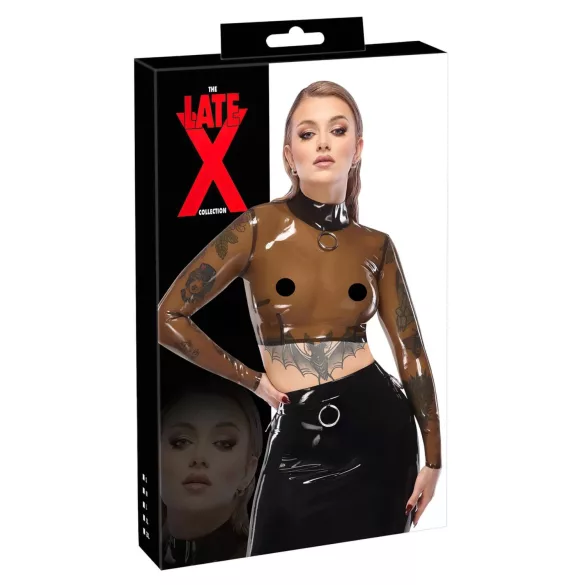 LATEX - lateksiniai permatomi marškinėliai - juoda