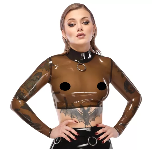 LATEX - lateksiniai permatomi marškinėliai - juoda