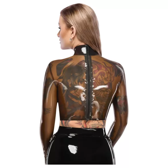LATEX - lateksiniai permatomi marškinėliai - juoda - M
