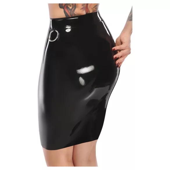 LATEX - lateksinė midi sijonas (juoda) - 2XL