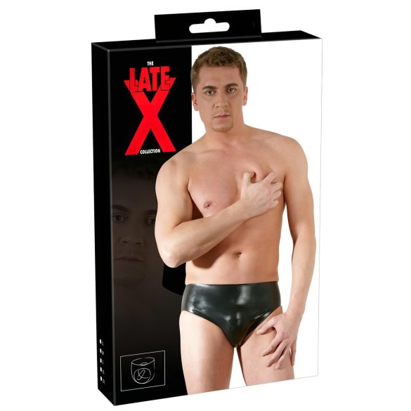 LATEX - vyrų apatiniai su vidiniu analiniu dildo (juoda)