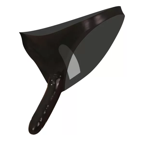 LATEX - apatiniai su išoriniu ir vidiniu dildo - juodi (S-L)