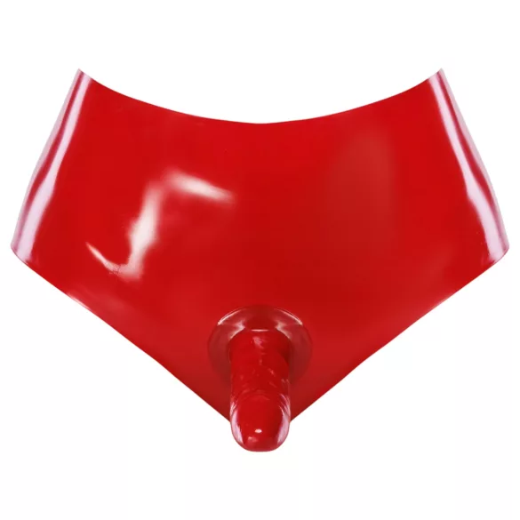 LATEX - apatiniai su tikrovišku dildo (raudona)