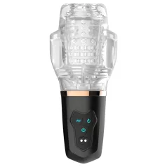   Funny Me Rocket Cup - masturbatorius siurblys vibratorius - permatomas juodas
