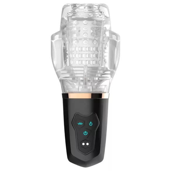 Funny Me Rocket Cup - masturbatorius siurblys vibratorius - permatomas juodas