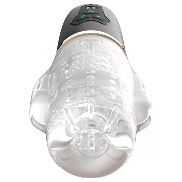 Funny Me Rocket Cup - masturbatorius siurblys vibratorius - permatomas juodas