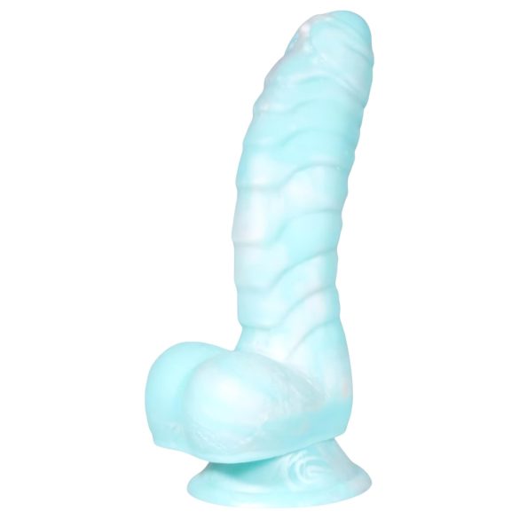 OgazR Jūros Serpentinas - raižytas dildo - 17 cm (mėlyna-balta)