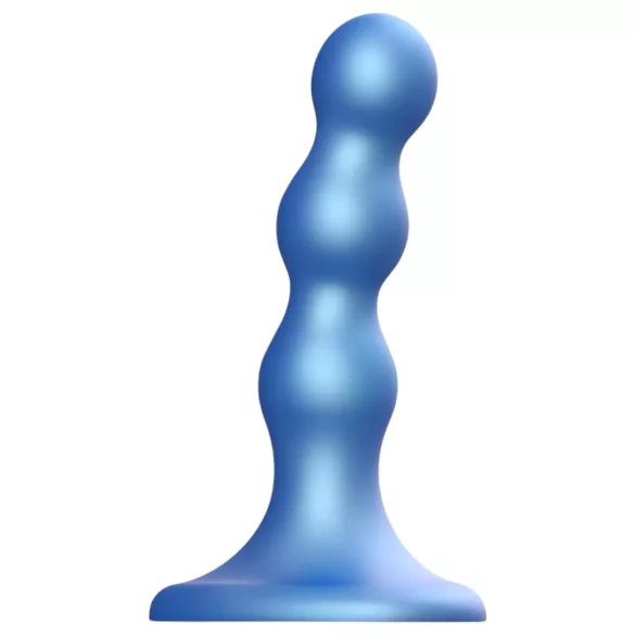 Strap-on-me - dildo su rutuliukais ir siurbtuku - mėlynas, S dydis