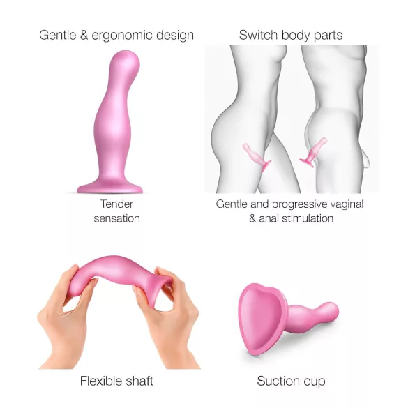 Strap-on-me Curvy S - banguotas dildo su siurbtuku (rožinis)
