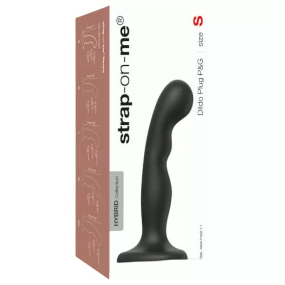 Strap-on-me - lenktas dildo su siurbtuku - juodas, S dydis