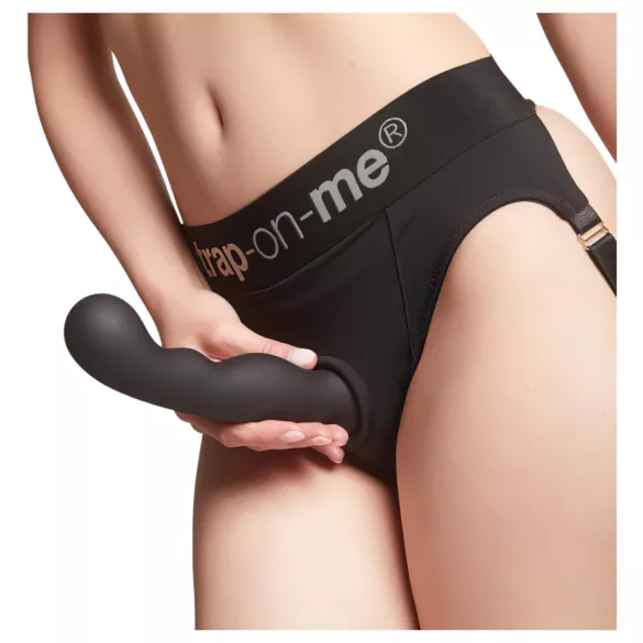 Strap-on-me - dildo su dirželiu - lenktas, su siurbtuku - juodas