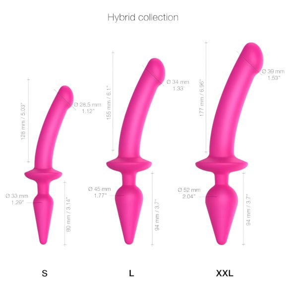 Strap-on-me Jungiamas Pusiau Realistiškas L - 2in1 silikoninis dildo (ružavas)