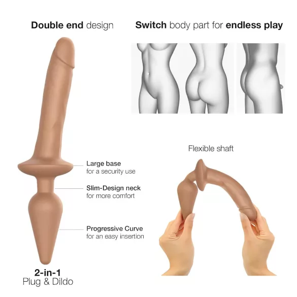 Strap-on-me Switch Realistic S - 2-in-1 realistiškas silikoninis dildo (smėlio spalvos)