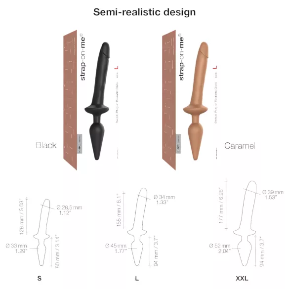 Strap-on-me Switch Realistic S - 2-in-1 realistiškas silikoninis dildo (smėlio spalvos)