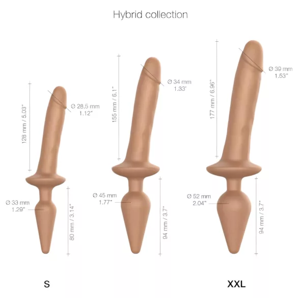 Strap-on-me Switch Realistic S - 2-in-1 realistiškas silikoninis dildo (smėlio spalvos)