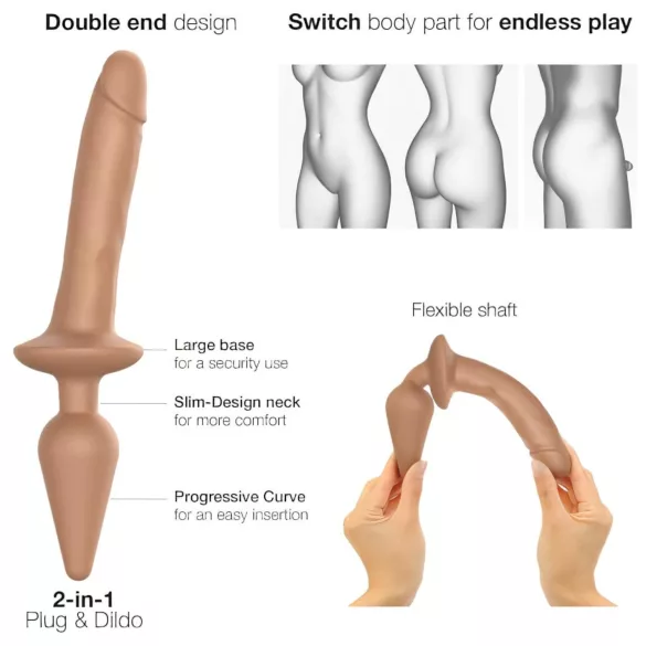 Strap-on-me Switch Realistic L - 2 viename silikoninis dildo (natūralios spalvos)