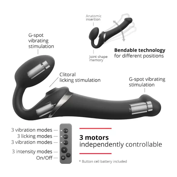 Strap-on-me - prisegamas oro bangų vibratorius - juodas S dydis