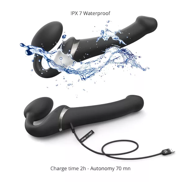 Strap-on-me - prisegamas oro bangų vibratorius - juodas S dydis