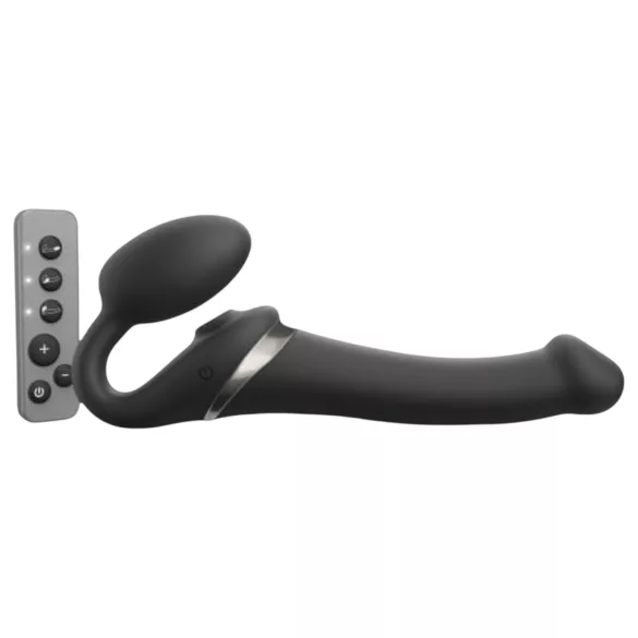 Strap-on-me - prisegamas vibratorius su oro bangų funkcija - juodas, M dydis