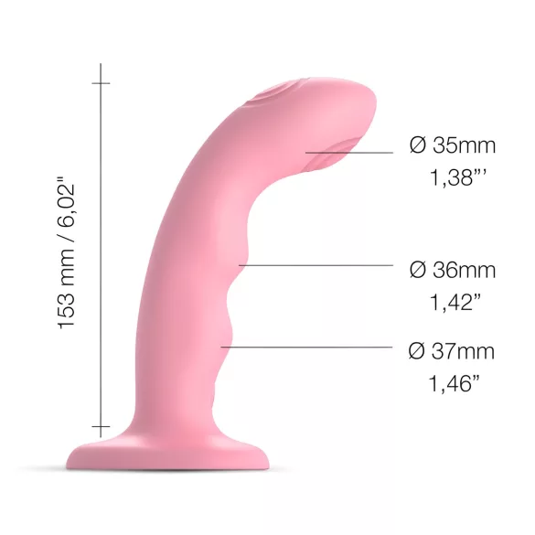 Strap-on-me M - vandeniui atsparus, pulsuojantis G-taško vibratorius (rožinis)