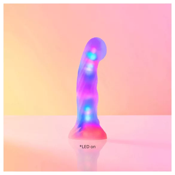 Love to Love Sugar Bomb - šviečiantis LED silikoninis dildo (rožinis-geltonas) - 16,9 cm