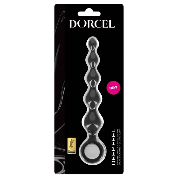 Dorcel Deep Feel - karoliukais dengtas analinis dildo (juodas)