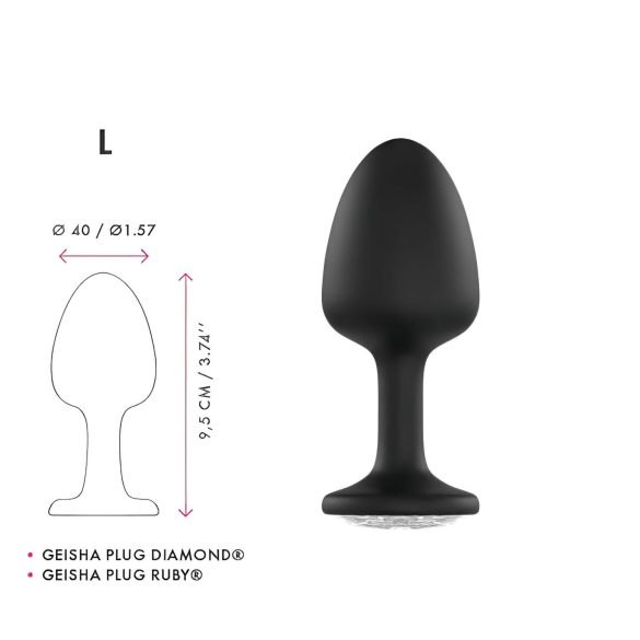 Dorcel Geisha Plug Diamond L - balto akmens analinis kaištis (juodas)