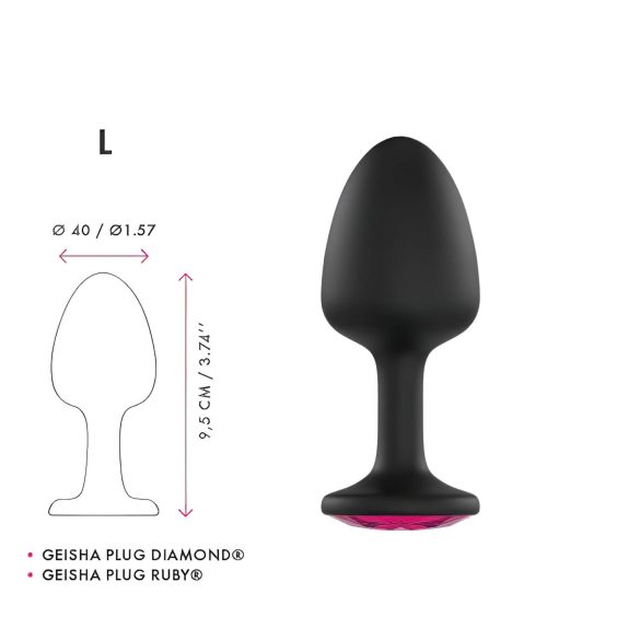 Dorcel Geisha Plug Ruby L - juvelyrinis analinis kaištis (juodas)