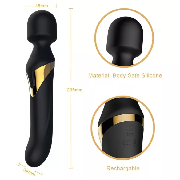 Dorcel Dual Orgasms Gold - vibratorius masažuoklis 2in1 - juodas