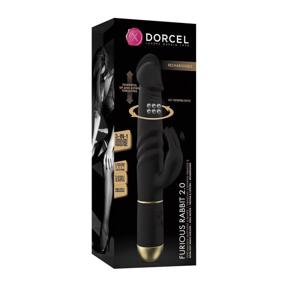Dorcel - triušio tipo vibratorius su judančiu klitoriniu antgaliu - juodas