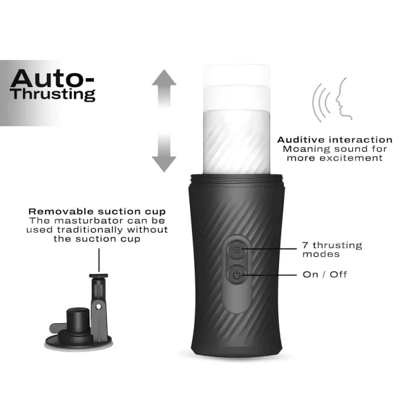 Dorcel - automatinis masturbatorius - stūmuojanti funkcija - juodas