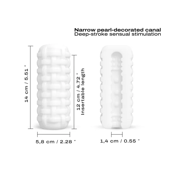 Dorcel Cup Tight - vyrų masturbatorius su karoliukais išmargintu kanalu (baltas)