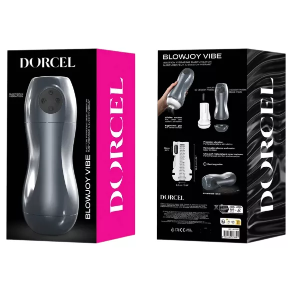 Dorcel Blowjoy Vibe - siurbimo ir vibruojantis akumuliatorinis masturbatorius (pilkas)