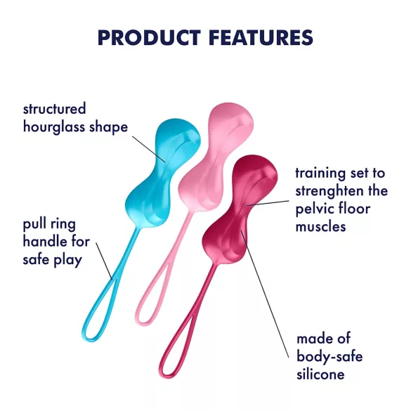 Satisfyer Power Balls - vaginaliniai kamuoliukai rinkinys 3 vnt - judantys