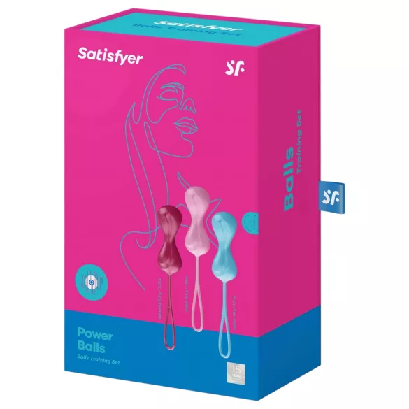 Satisfyer Power Balls - vaginaliniai kamuoliukai rinkinys 3 vnt - judantys