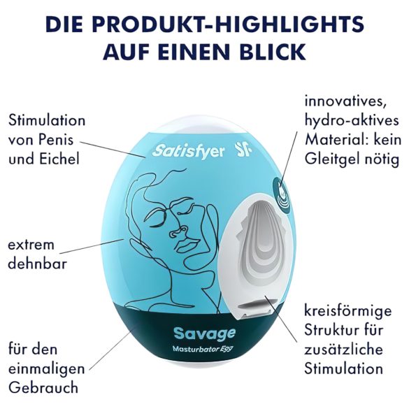 Satisfyer Egg Savage - masturbuojantis kiaušinis vyrams - 1 vnt