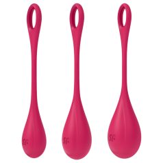   Satisfyer Yoni Power 1 - geišos kamuoliukų rinkinys - raudonas - 3 vnt