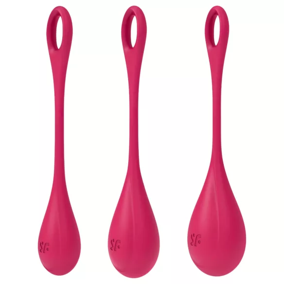 Satisfyer Yoni Power 1 - geišos kamuoliukų rinkinys - raudonas - 3 vnt