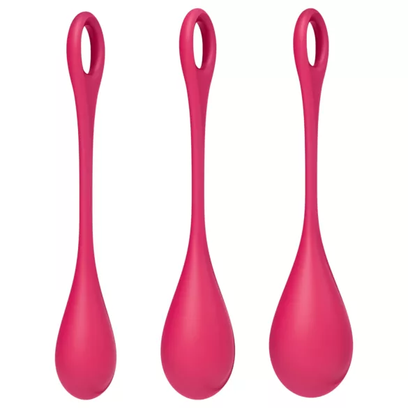Satisfyer Yoni Power 1 - geišos kamuoliukų rinkinys - raudonas - 3 vnt