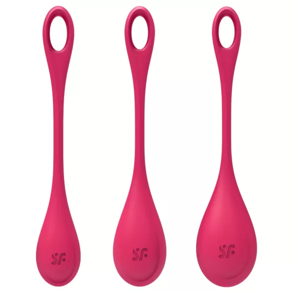 Satisfyer Yoni Power 1 - geišos kamuoliukų rinkinys - raudonas - 3 vnt