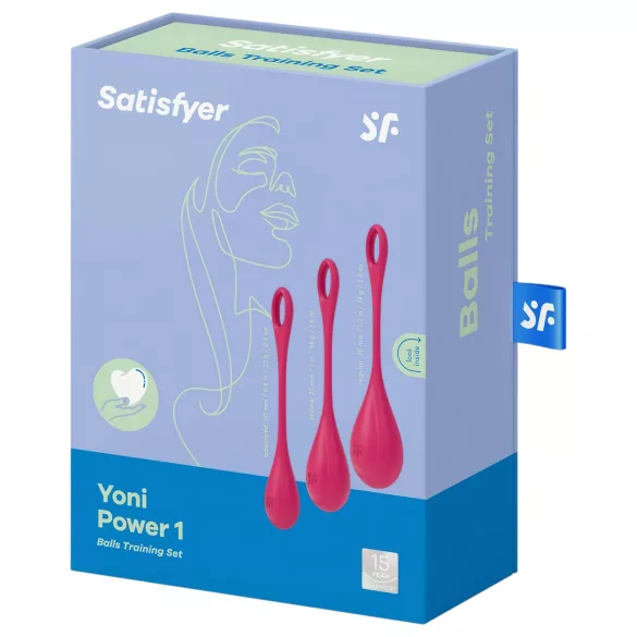 Satisfyer Yoni Power 1 - geišos kamuoliukų rinkinys - raudonas - 3 vnt