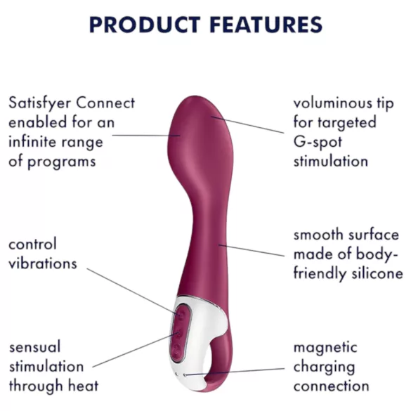 Satisfyer Hot Spot - G taško vibratorius su šildymu, įkraunamas, raudonas