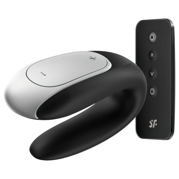 Satisfyer Double Fun - išmanus, atsparus vandeniui porų vibratorius (juodas)