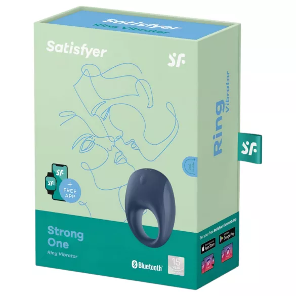 Satisfyer Strong One - programėle valdoma vibruojanti penio žiedas vyrams (mėlynas)