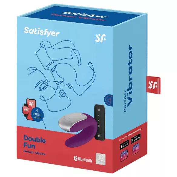 Satisfyer Double Fun - programėle valdomas porų vibratorius (violetinis)