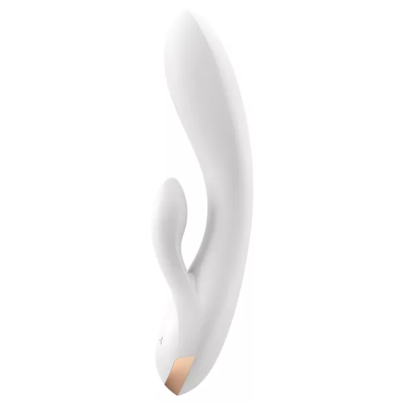 Satisfyer Double Flex - programėle valdomas klitorio vibratorius su lankstomais atšakomis (baltas)