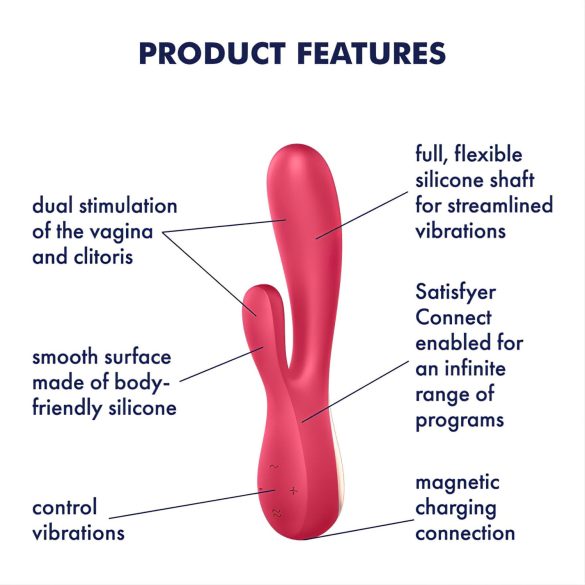 Satisfyer Mono Flex - išmanus vandeniui atsparus vibratorius (raudonas)