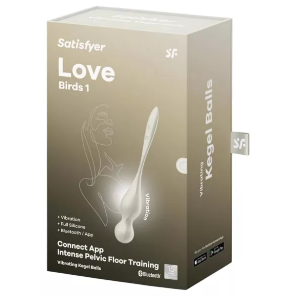 Satisfyer Love Birds 1 - programėle valdomas vibruojantis geišos kamuoliukas (baltas)